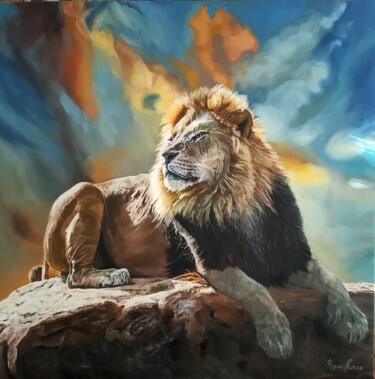 Le lion au coucher du soleil